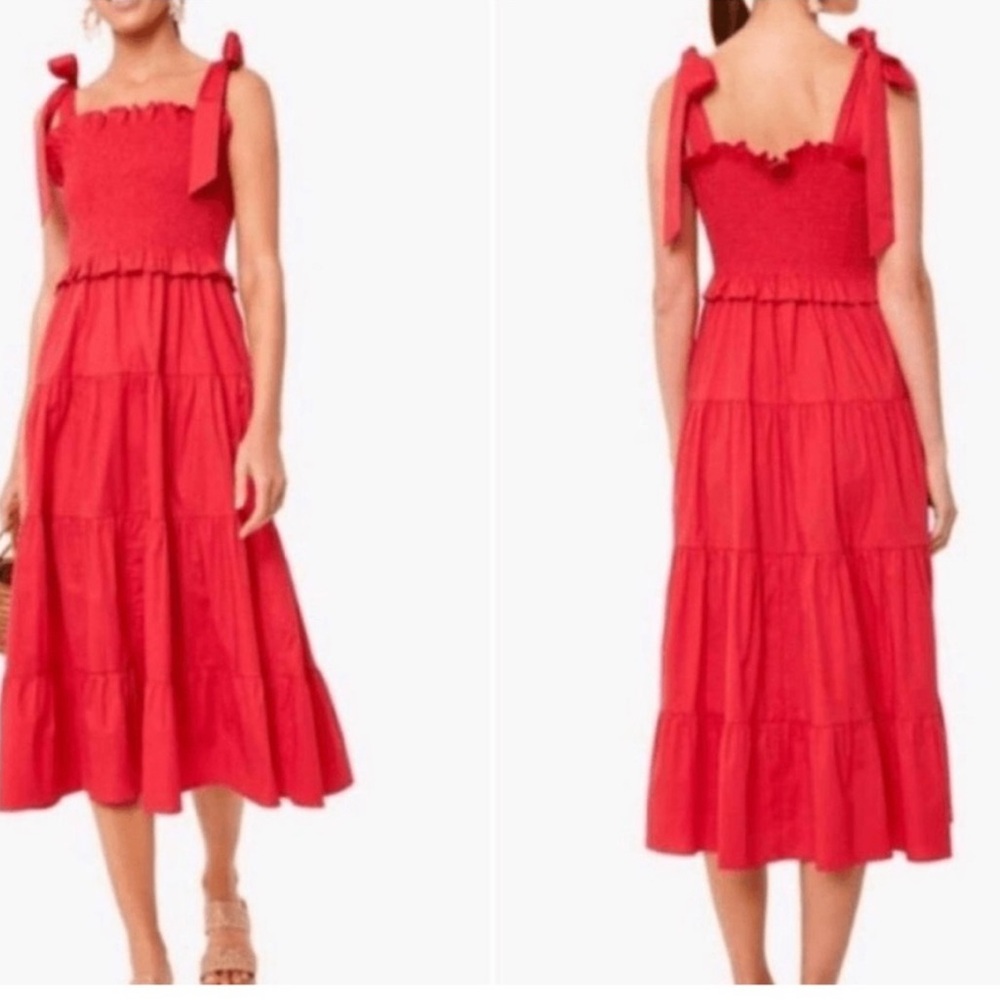 Tuckernuck Alannah Smocked midi dress with bow straps